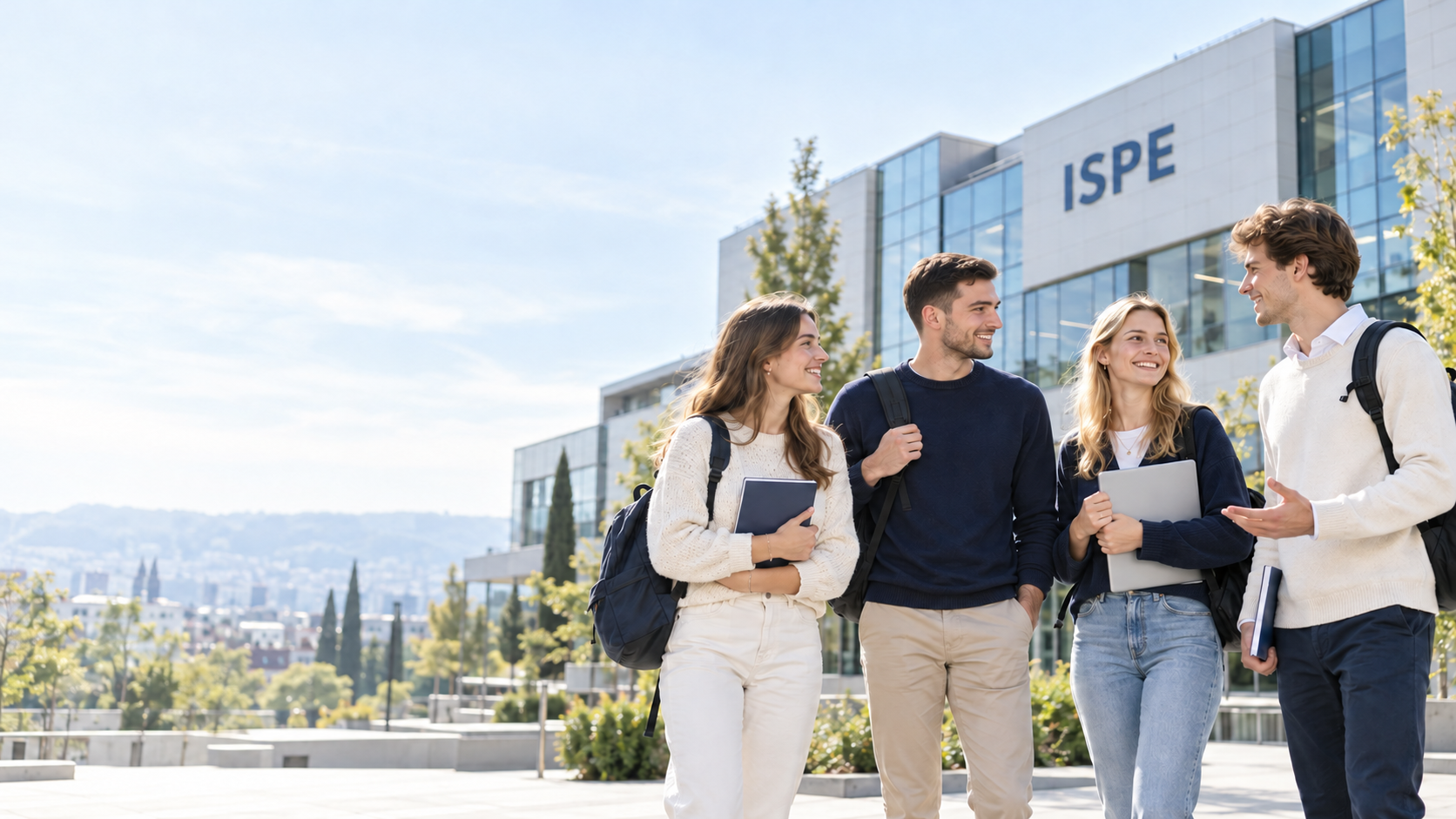 Ilustrim i gjeneruar i studentëve në një kampus bashkëkohor